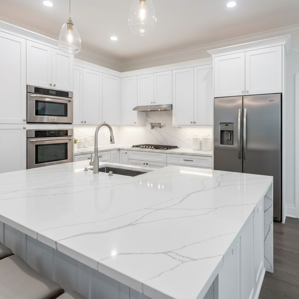 Calacatta Quartz countertop - Luxury Kitchen Countertop Makeover in Reston, VA